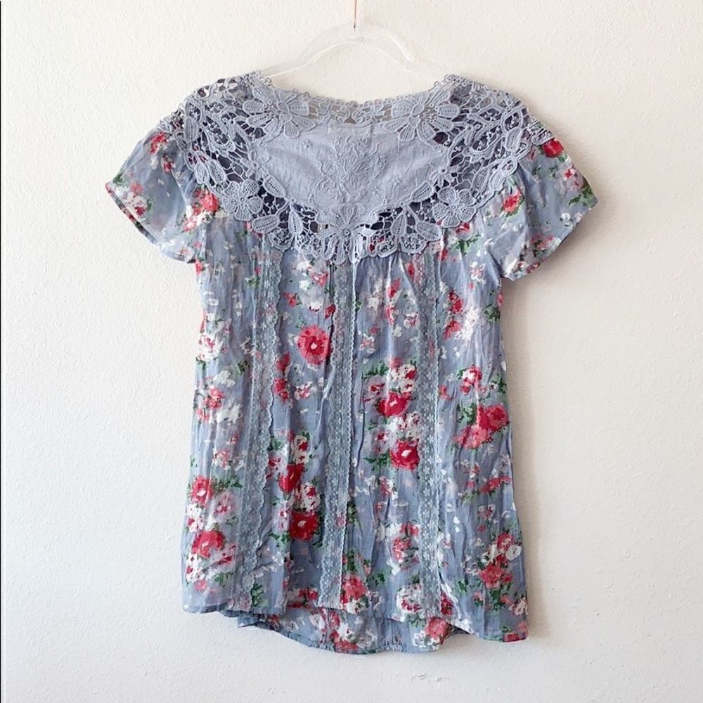 Blue Velvet Vintage Floral Lace Top - Picture 5 of 8